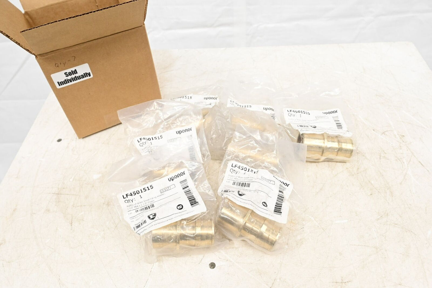 Uponor LF4501515 ProPEX LF Brass Fitting Adapter 1 1/2" PEX x 1 1/2" Copper, PK7