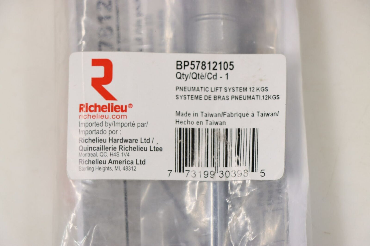 Richelieu BP57812105 Pneumatic Lift System, Silver