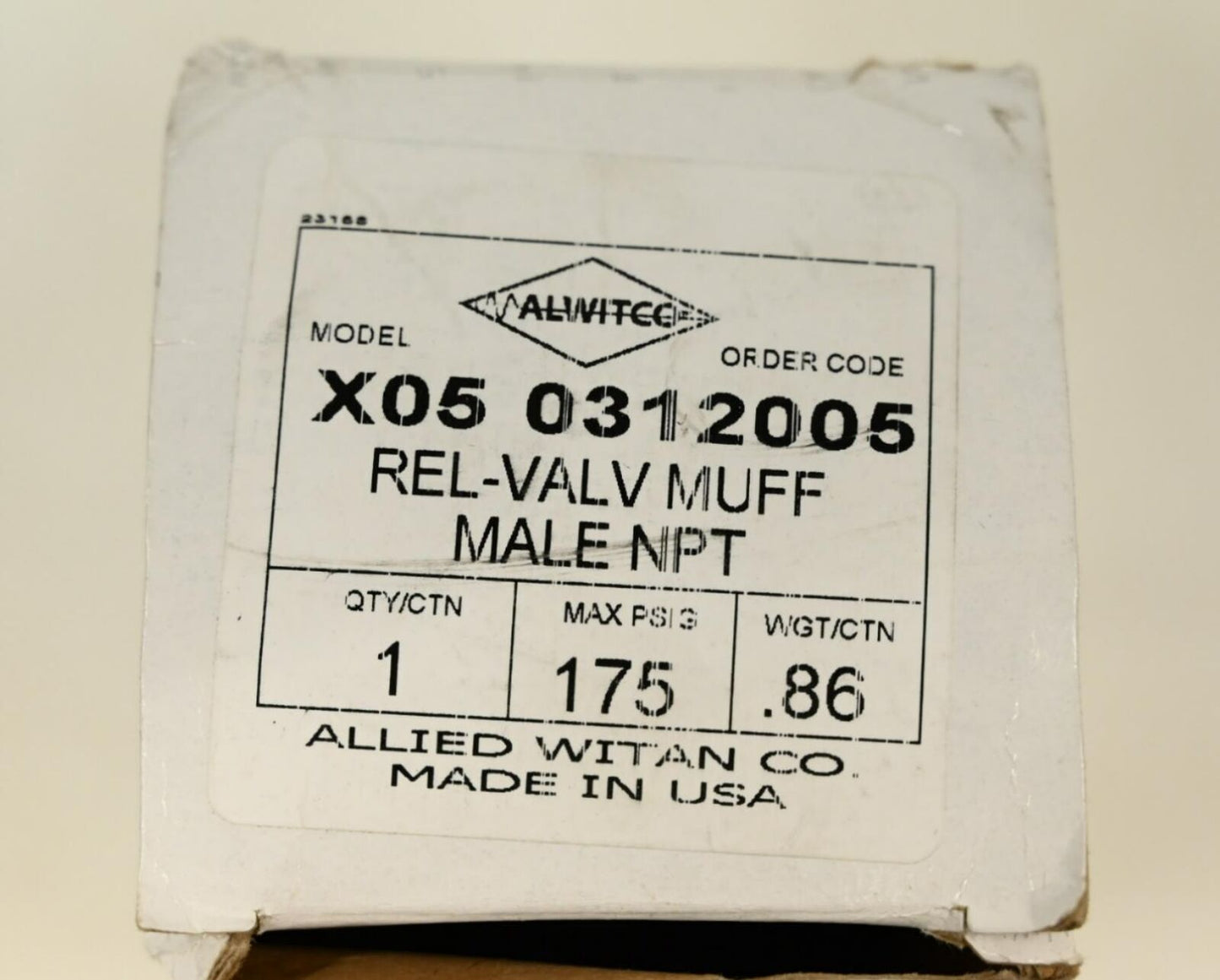 Alwitco X05 0312005 X Series Relief Valve Muffler Male NPT