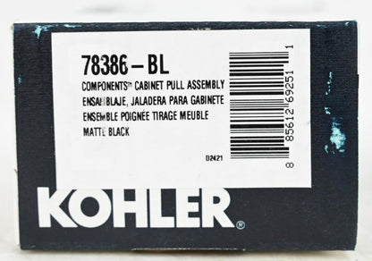 Kohler K-78386-BL Components Cabinet Pull Assembly, Matte Black