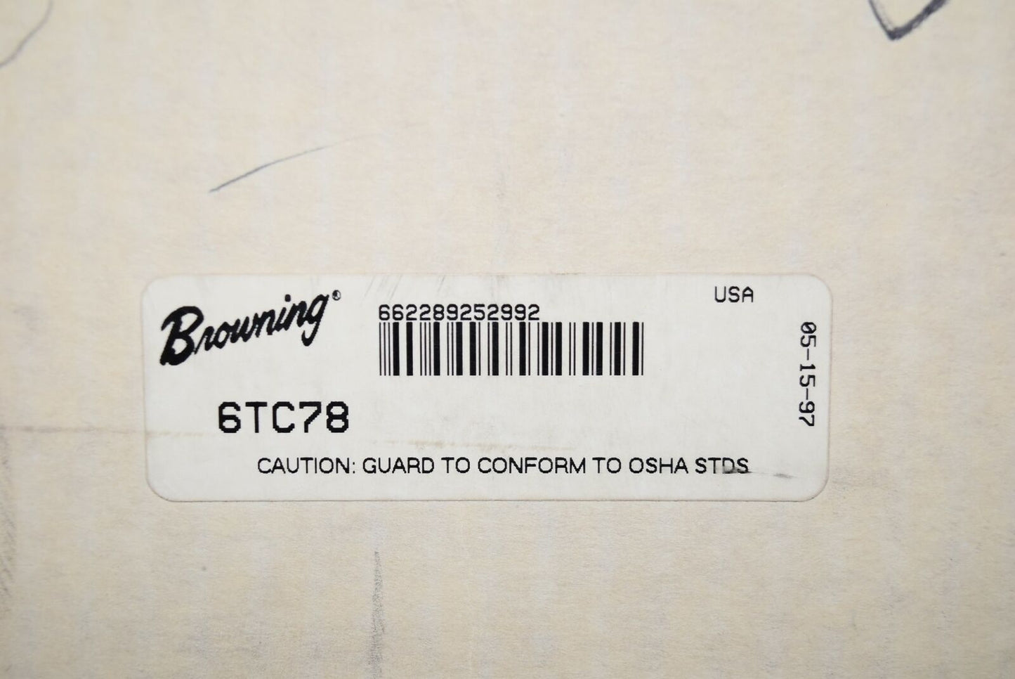 Browning Sheave, 6TC78 Bushing Bore V-Belt Pulley PD= C 7.8, Q2 Bush, 6 Groove