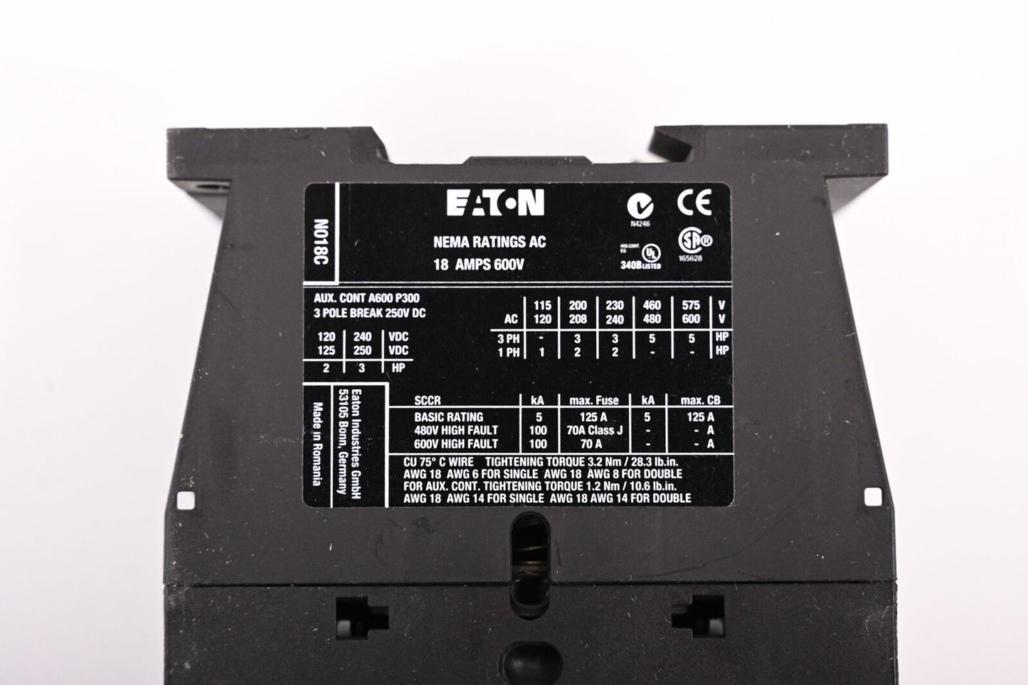 Eaton CN13BN010TD Other Contactors 3P 18A 24VDC Size 0 1NO