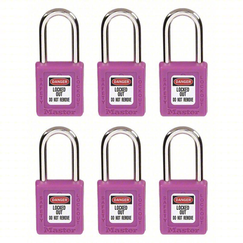 Master Lock 410S6PRP Lockout Padlock, Purple, PK 6