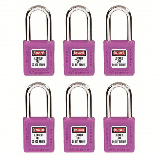 Master Lock 410S6PRP Lockout Padlock, Purple, PK 6