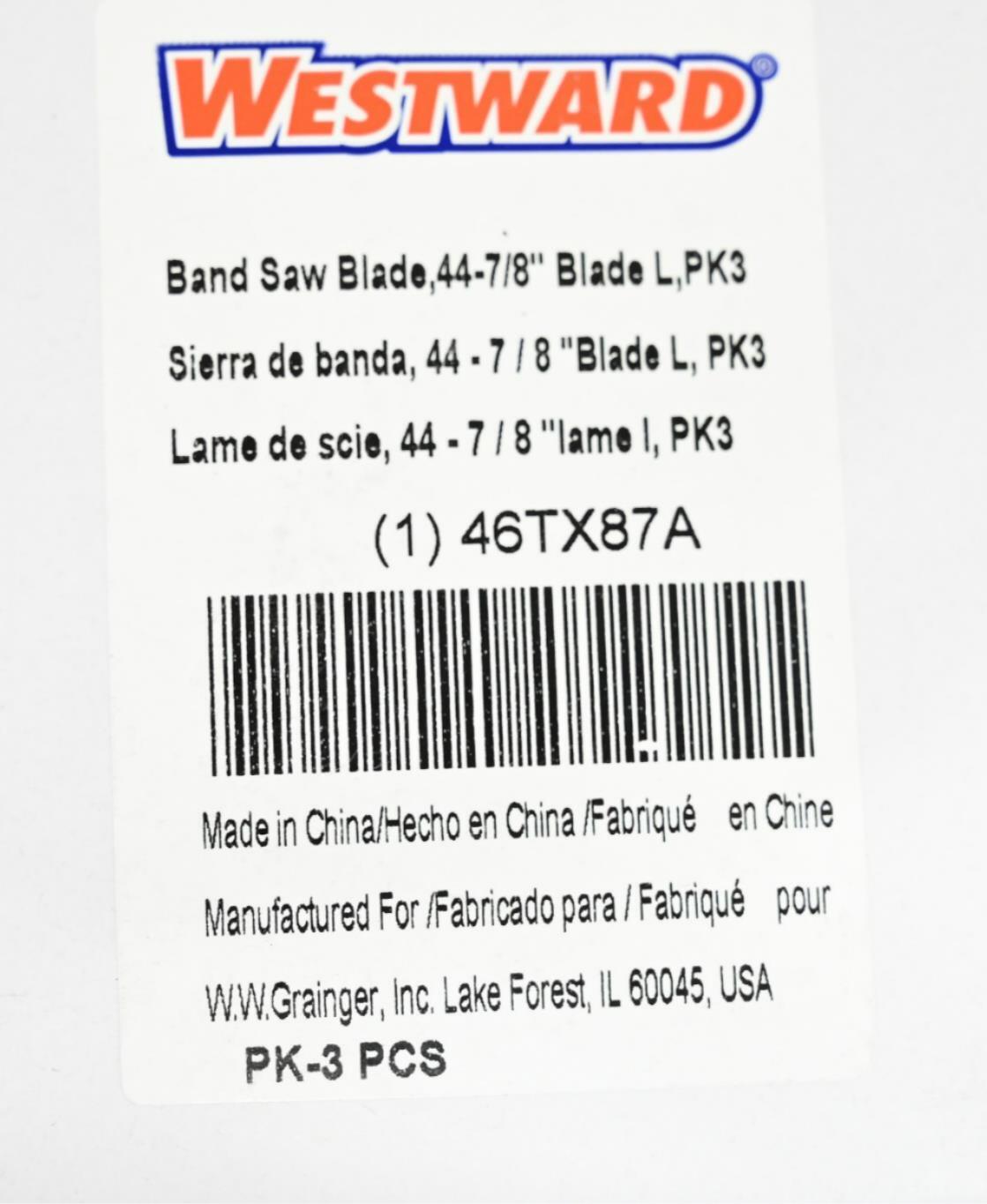 Westward 46TX87 Portable Band Saw Blade, PK 6