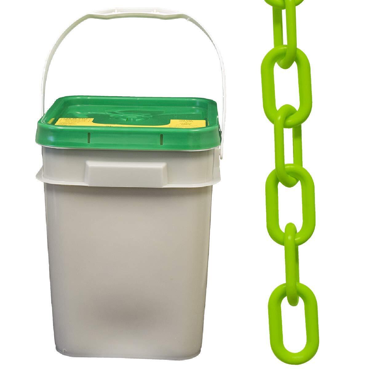 Mr. Chain 51014-P Heavy Duty Plastic Barrier Chain Pail, 120 ft Length, Green