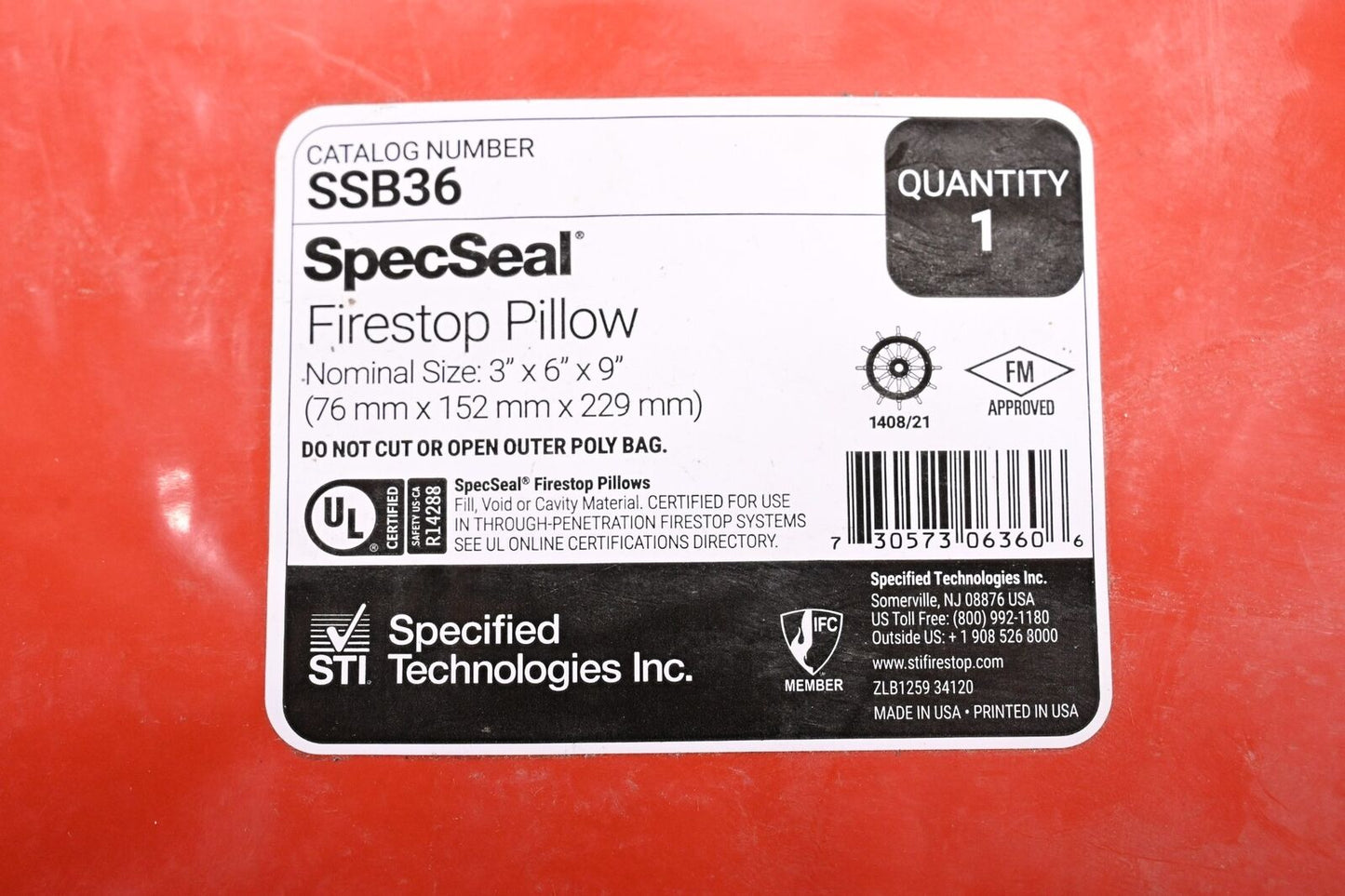 STI SSB36 Firestop Pillow