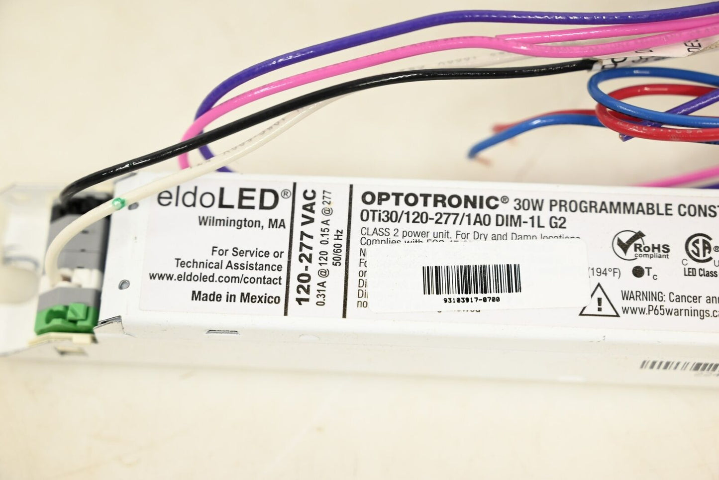 eldoLED 2743WG OPTOTRONIC 30W Constant Current 0-10V Dimmable LED Driver, PK 6