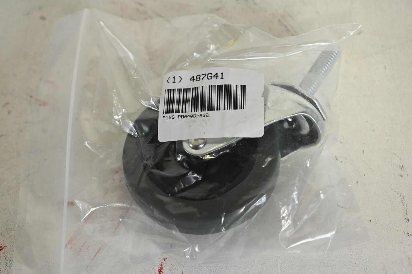 NSF-Listed Sanitary Friction-Ring Stem Caster, P12S-PB040D-SG2, 4 in Wheel Dia.