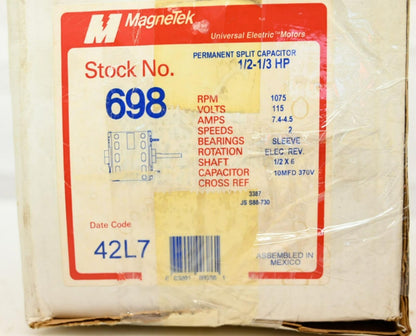 MagneTek HE3K7117N' Permanent Split Capacitor 1/2-1/3 HP