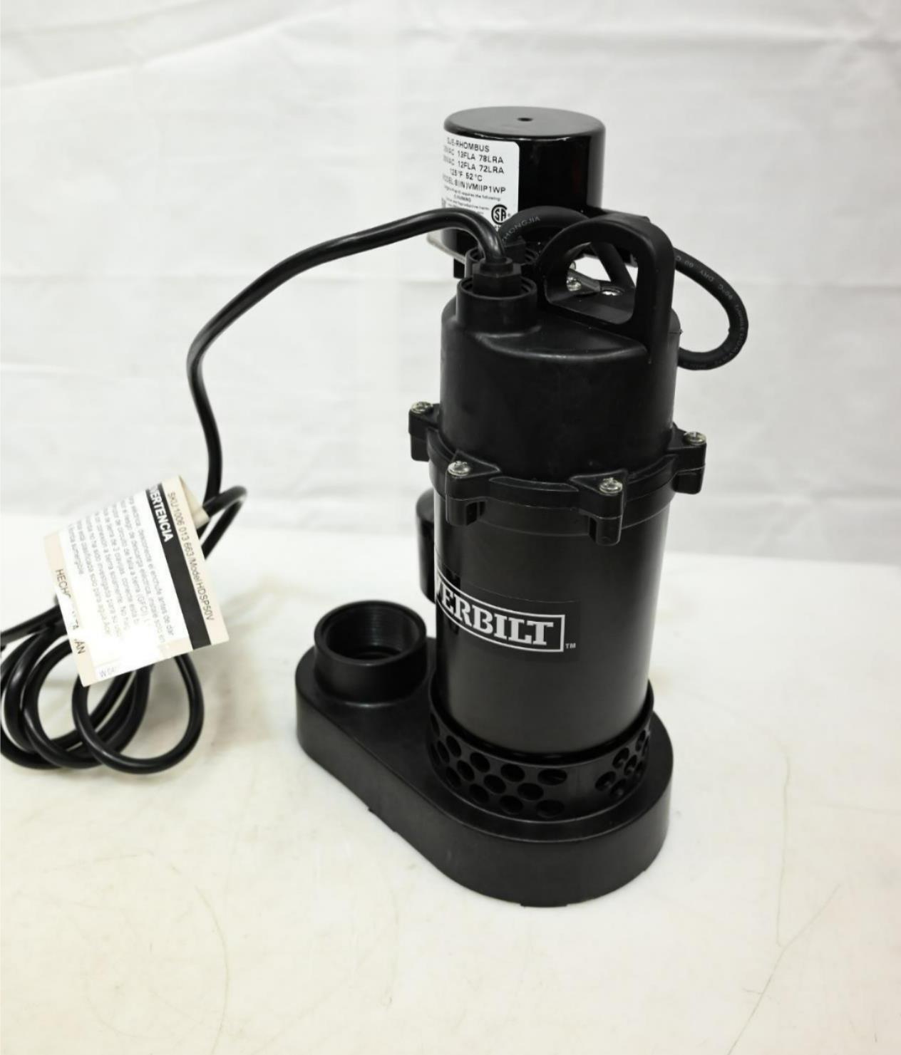 Everbilt HDSP50V 1/2 HP Aluminum Sump Pump Vertical Switch, Black