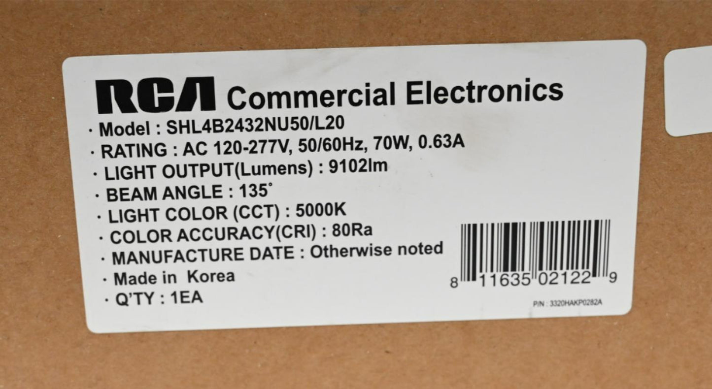 RCA SHL4B2432NU50 LED Linear Fixture, 8,880 lm, 120/277V