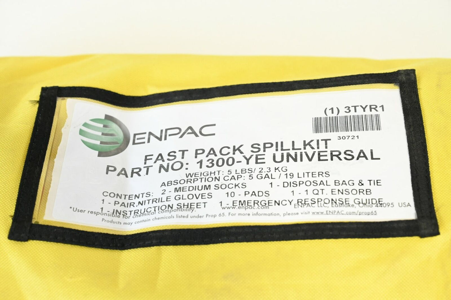 Enpac 1300-YE, 18 Piece Fast Pack Spill Kit, Universal, Up to 5 Gallon Capacity