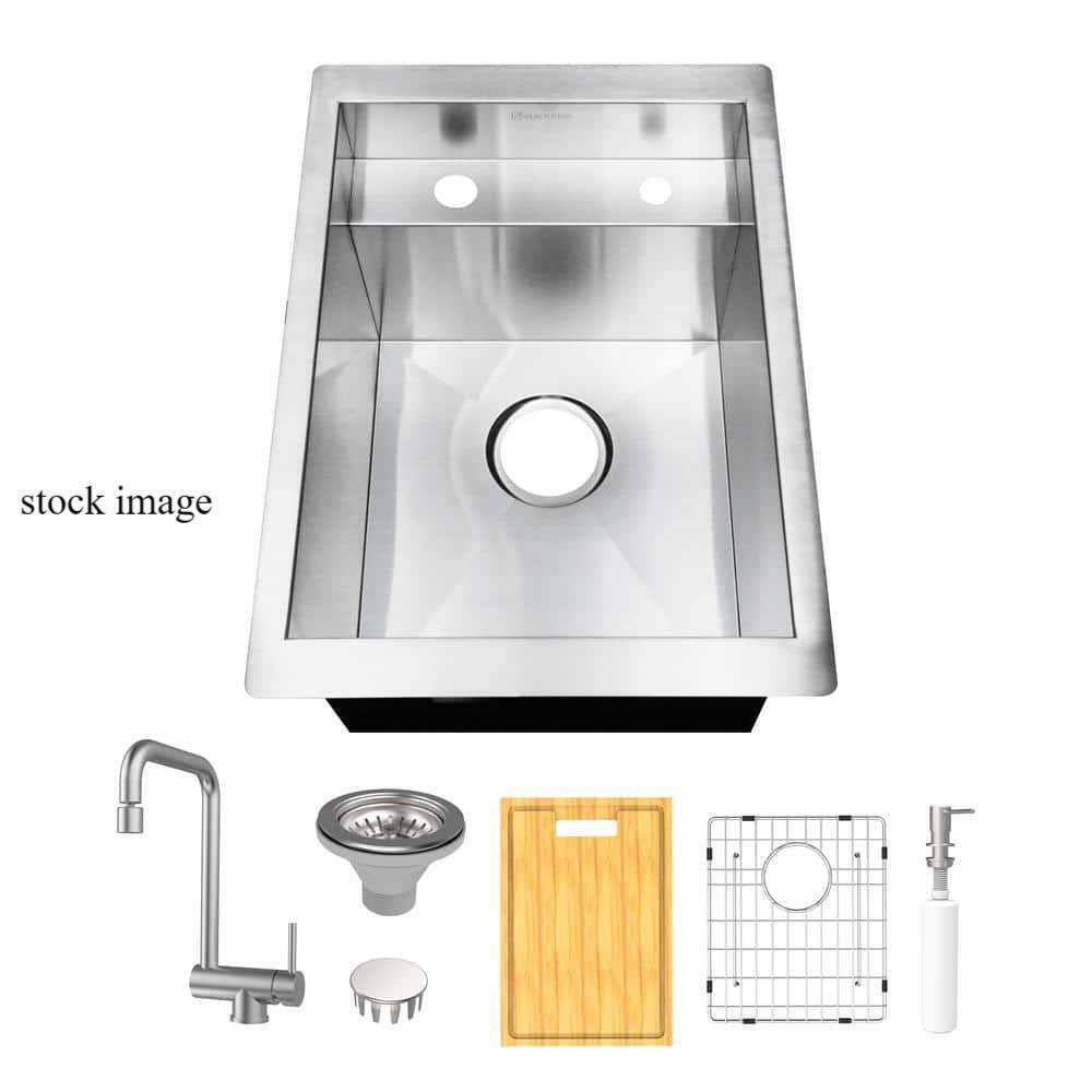 Glacier Bay 4333F Undermount Stainless Steel Single Bowl Bar Workstation Sink