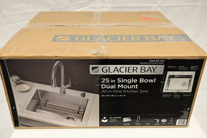 Glacier Bay VDR2522A1PA1 25" Single Bowl Dual Mount All in One Kitchen Sink