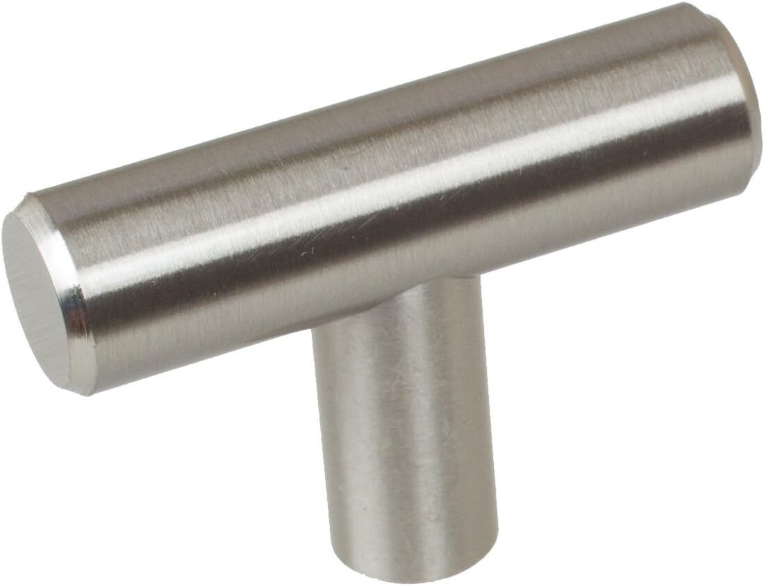 GlideRite 7002-T-SS Thick Solid Stainless Steel Finish T-Bar Knobs, PK 10