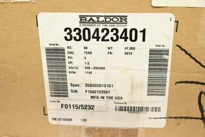 Baldor 330423401 Daikin Motor, 208-230/460, RPM 1140