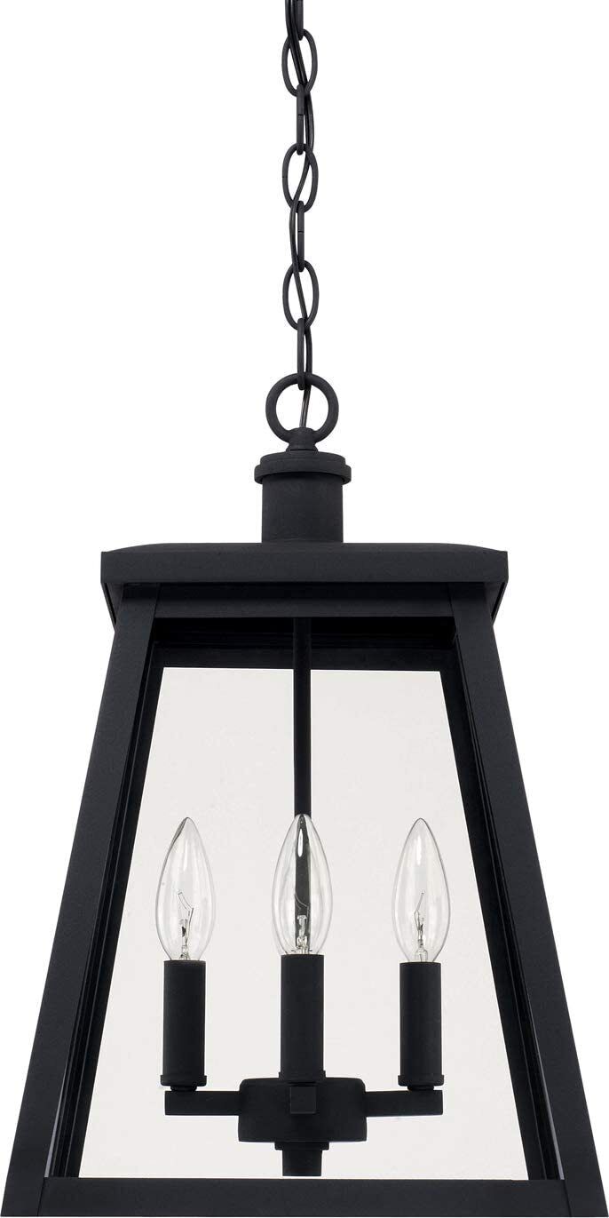 Capital Lighting 926842BK Belmore Clear Glass Outdoor Pendant, 4 Light, Black