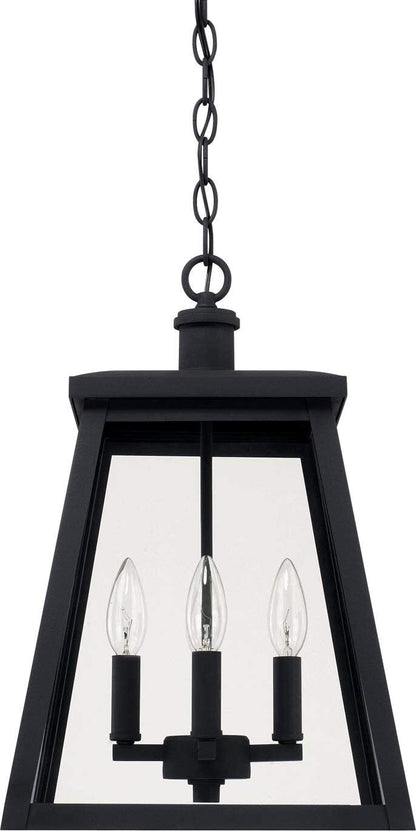 Capital Lighting 926842BK Belmore Clear Glass Outdoor Pendant, 4 Light, Black