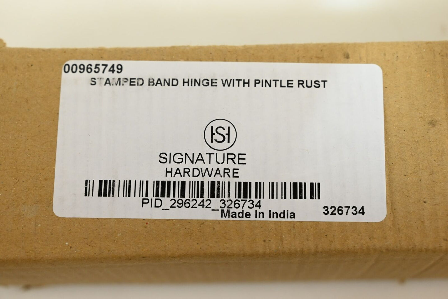 Signature Hardware 00965749 Stamped Band Hinge With Pintle Rust