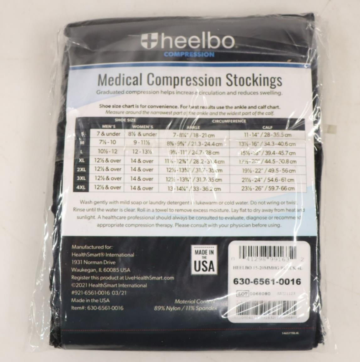 Heelbo 630-6561-0016 4XL Moderate Compression 15-20 mmHg, PK 4