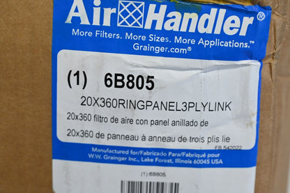 Air Handler 6B805, 3-Ply Link Air Filter, 20x15", 360" Length