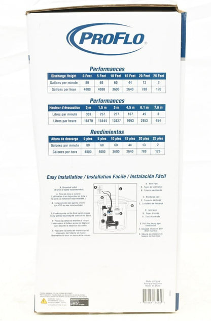 ProFlo PF93511 Cast Iron Sewage Pump, 1/2 Horsepower