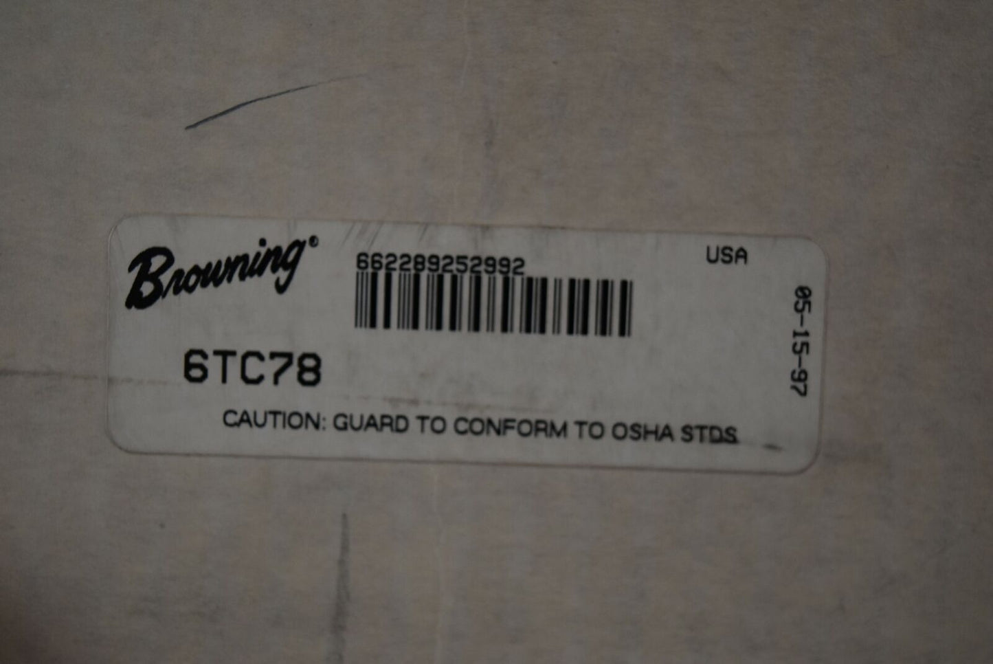 Browning Sheave, 6TC78 Bushing Bore V-Belt Pulley PD= C 7.8, Q2 Bush, 6 Groove