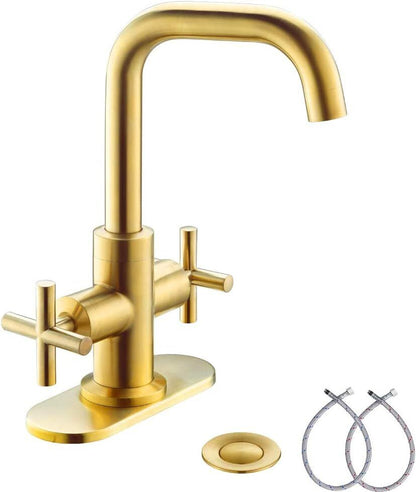 Phiestina SGF002-10-BG 2-Handle 4" Centerset Bathroom Faucet w/Drain