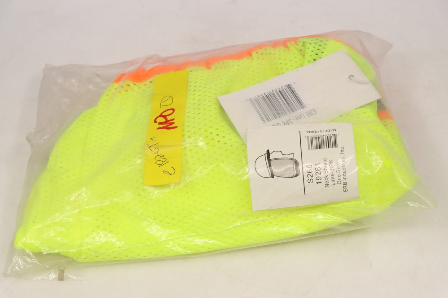 ERB Safety WEL19281HL Neck Shield Mesh Hi-Viz Lime, PK 3