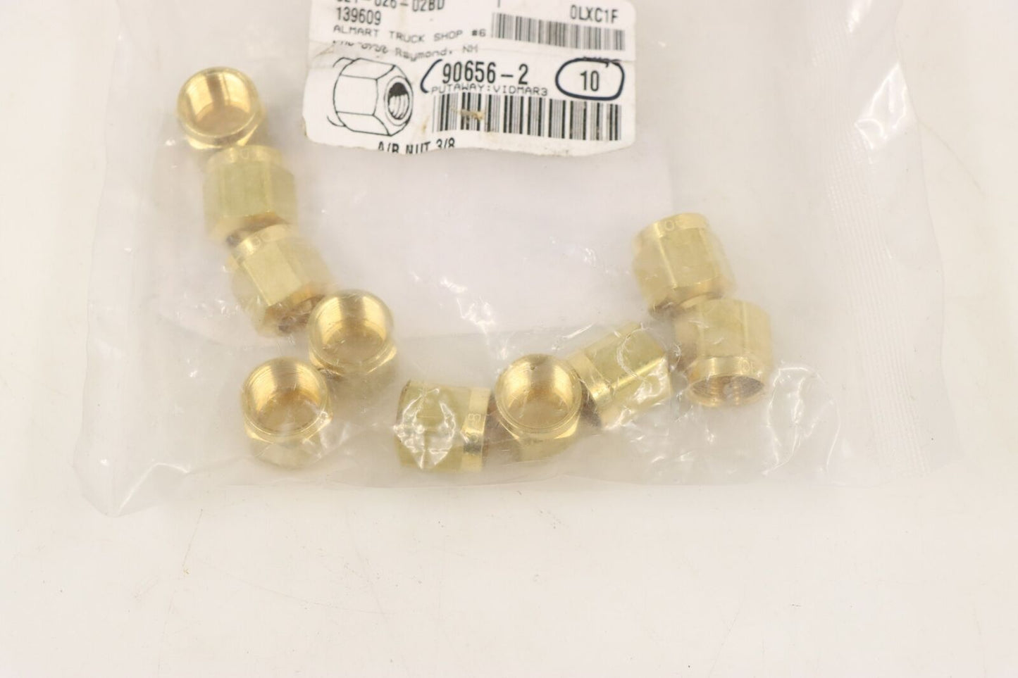 3/8" Brass Air Brake Tubing Compression Nut 90656-2, PK 9