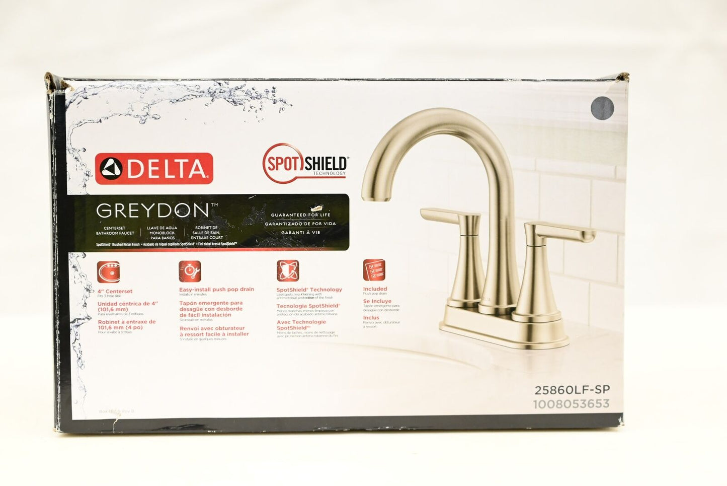 Delta 25860LF-SP Greydon Two Handle Centerset Bathroom Faucet, Brushed Nickel