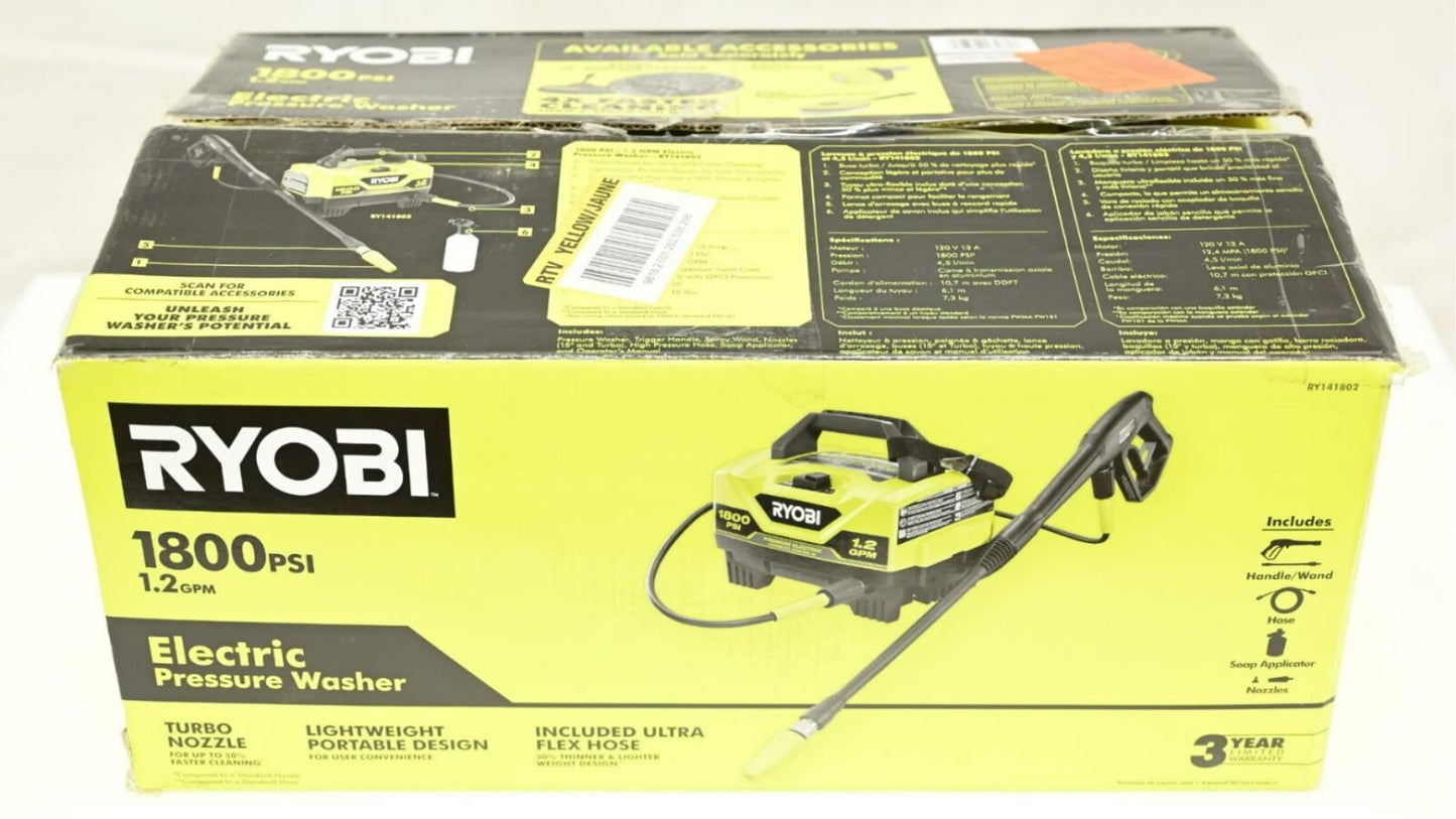 Ryobi RY141802 1800 PSI 1.2 GPM Electric Pressure Washer