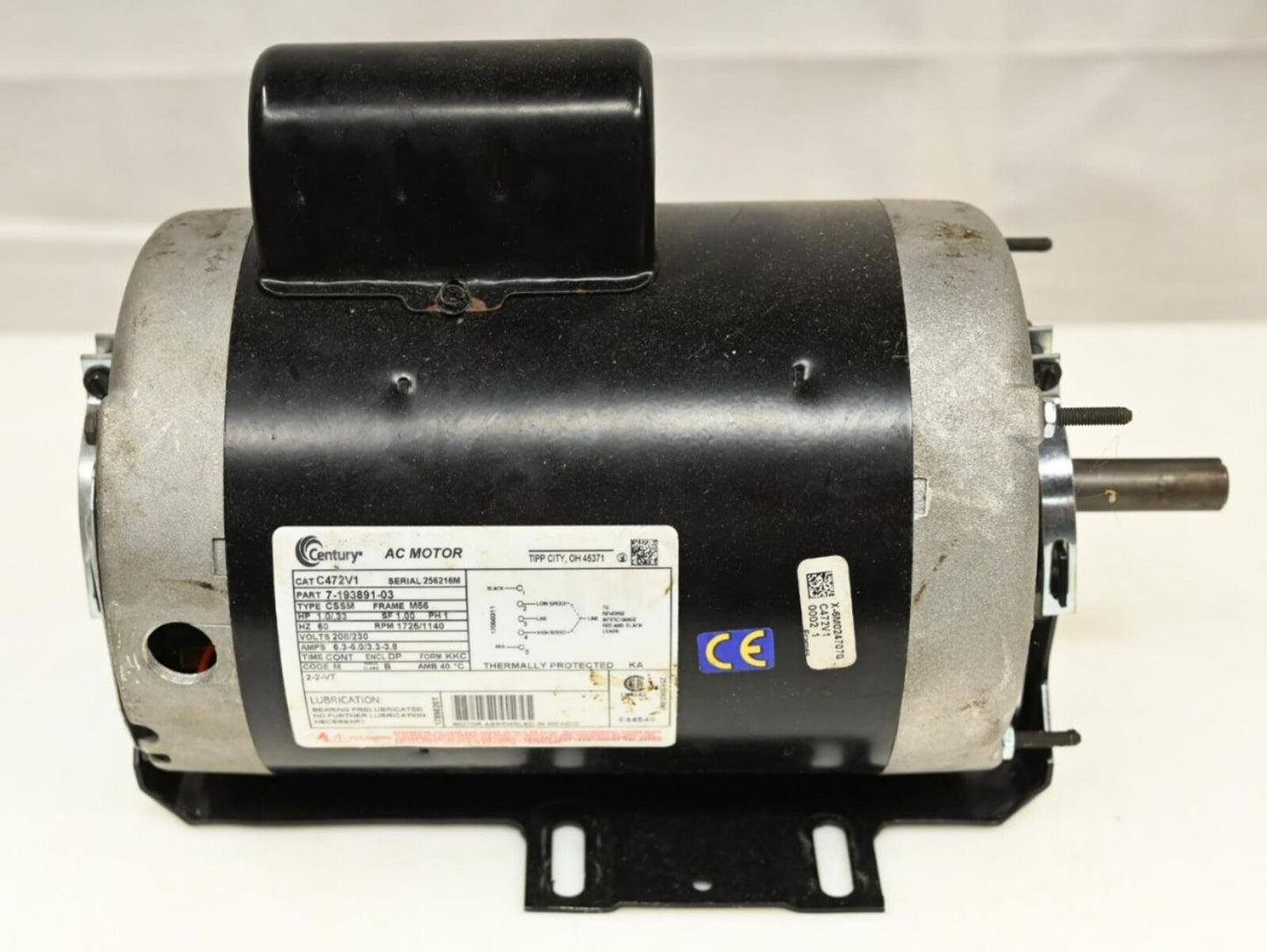 Century C472V1 HVAC Belt Drive Fan Motor, 208/230V