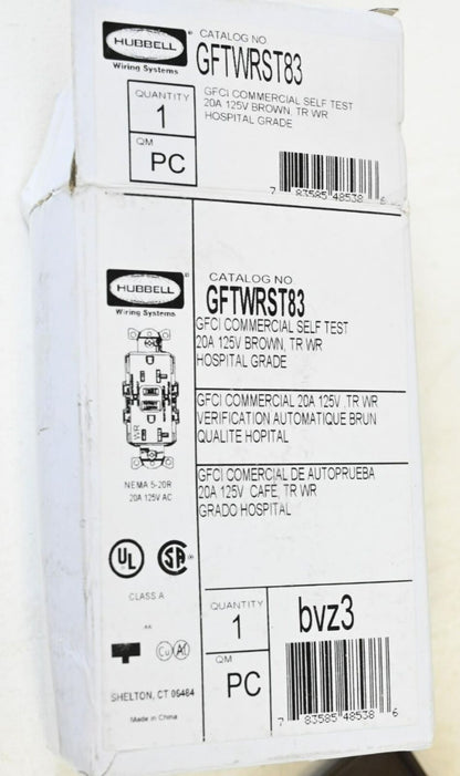 Hubbell GFTWRST83, Commercial Hospital Grade Self Test 20 A, 125V AC