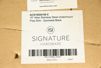 Signature Hardware ACS1920A1B-C 19" Atlas Stainless Steel Undermount Prep Sink