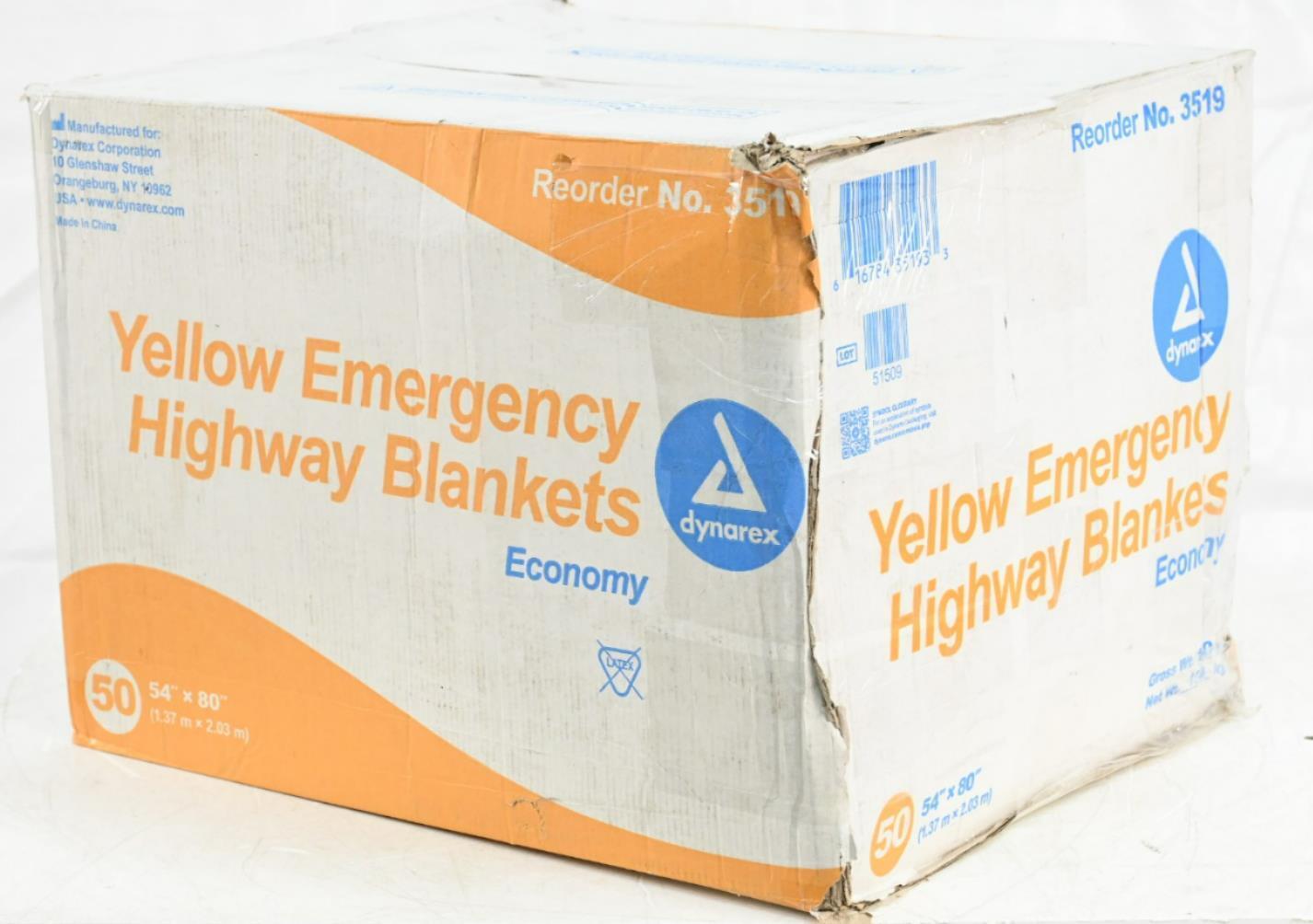 Dynarex 3519 Emergency Economy Blanket, Yellow, PK 50