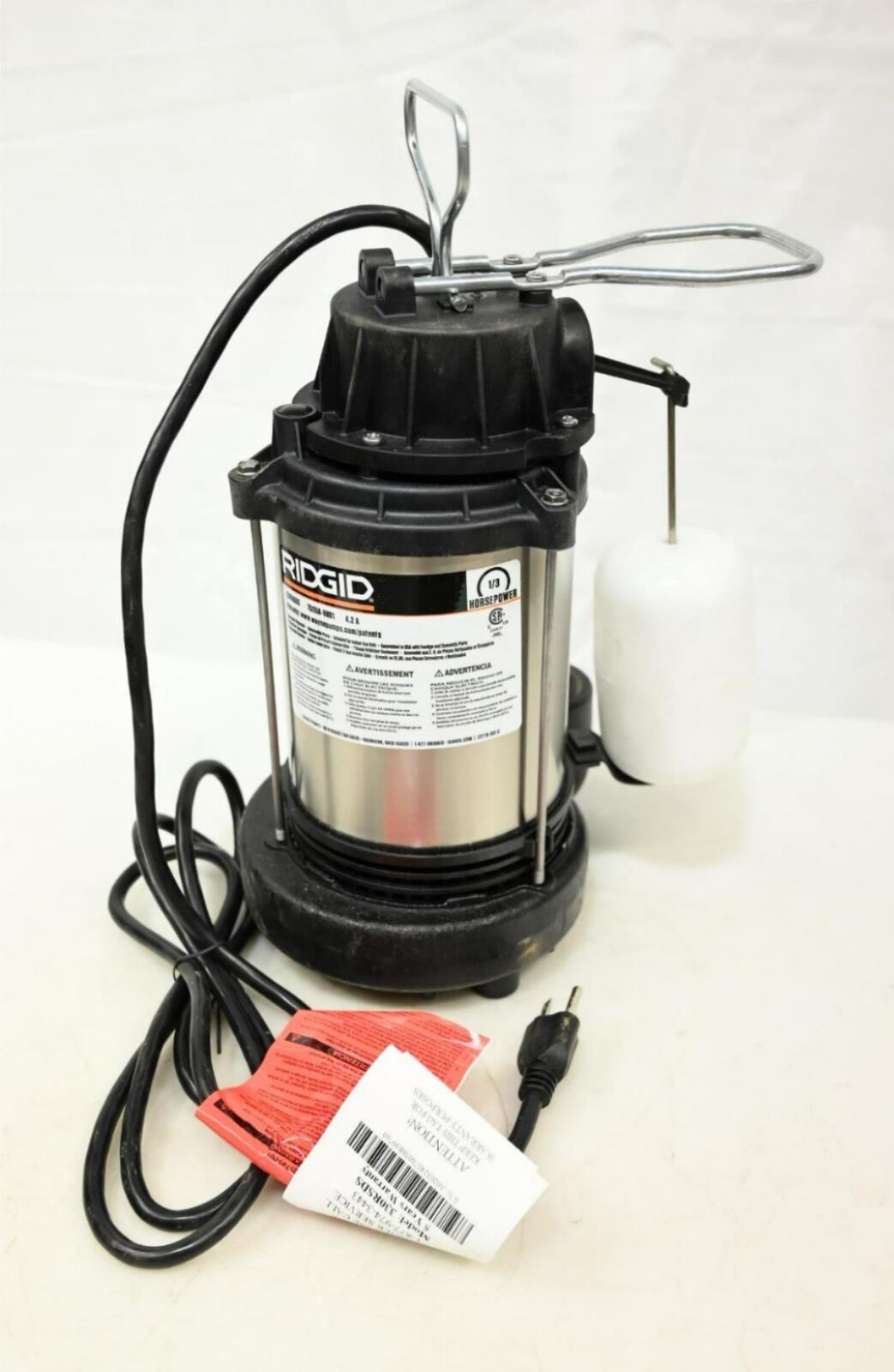 RIDGID 70058-RHD1 1/3 HP Stainless Steel Dual Suction Sump Pump