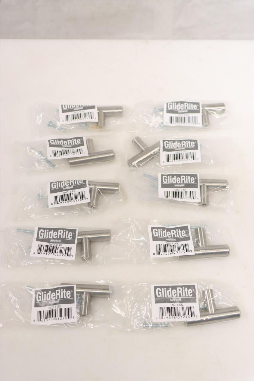 GlideRite 7002-T-SS Thick Solid Stainless Steel Finish T-Bar Knobs, PK 10