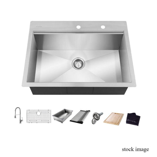 Glacier Bay 4309F-2 Zero Radius 32 "Drop-In Single Bowl Workstation Kitchen Sink