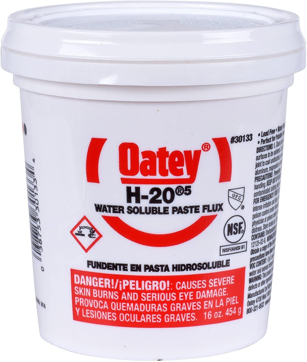 Oatey 30133 H-205 Water Soluble Solder Paste Flux, Liquid, 16 oz.