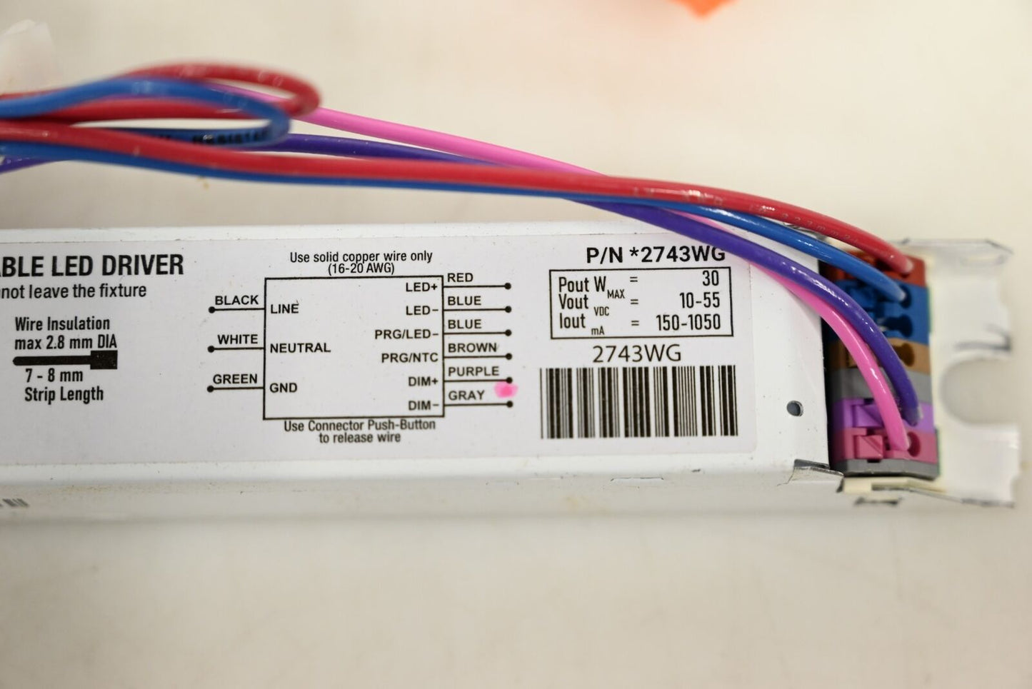 eldoLED 2743WG OPTOTRONIC 30W Constant Current 0-10V Dimmable LED Driver, PK 6