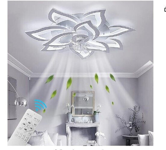 Jesskit 31" Ceiling Fan with lights, Petal Chandelier Ceiling Fan With Remotes