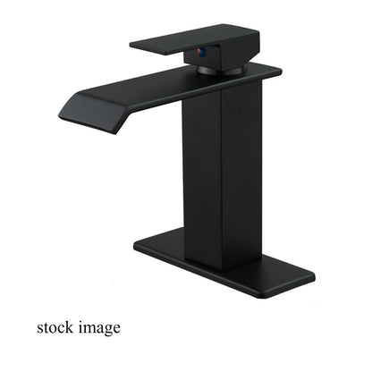 BWE A-96004-BLACK Waterfall 1 Hole 1 Handle Low-Arc Bathroom Faucet w/Pop-up Dr.