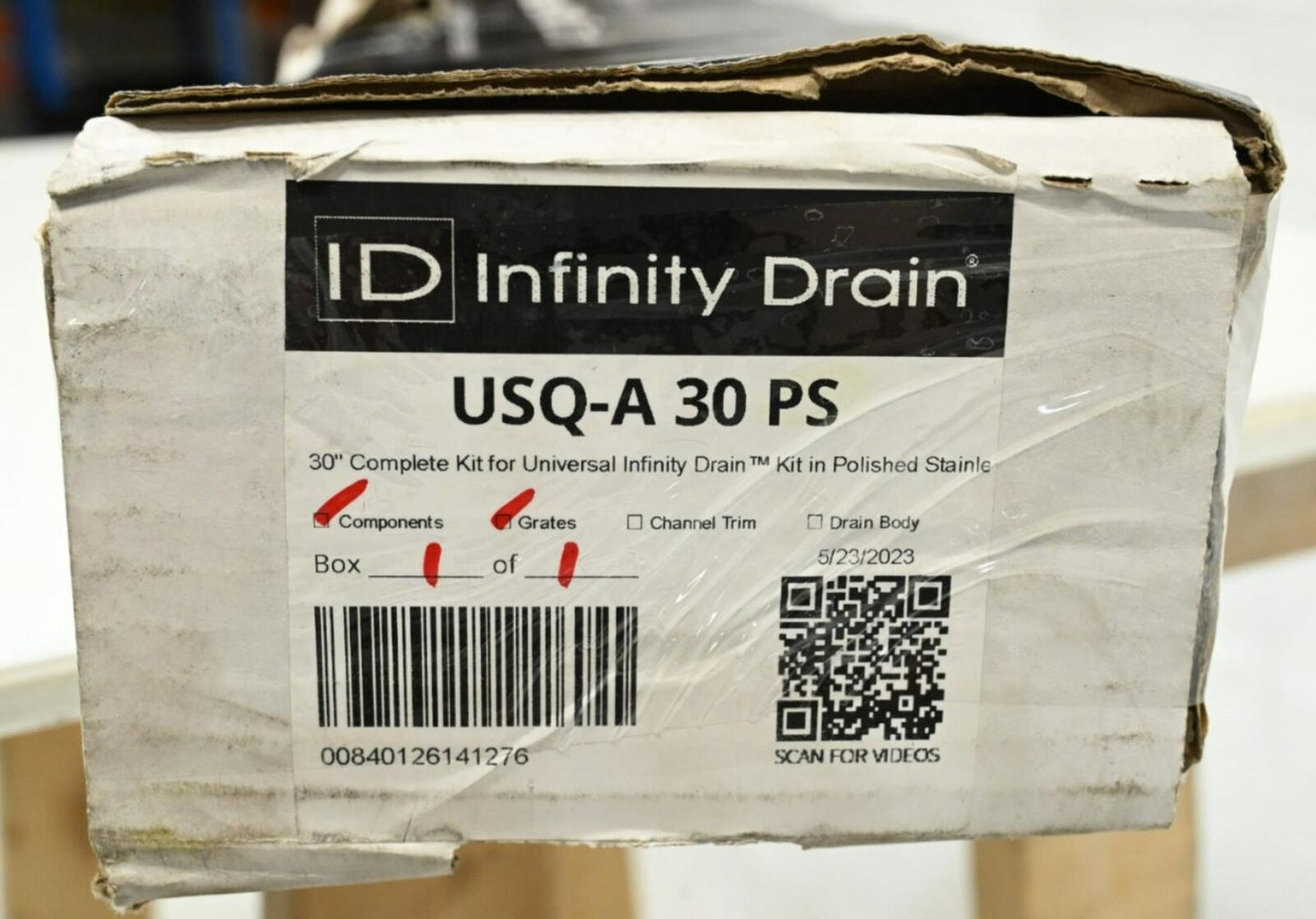 Infinity Drain USQ-A 30 PS Universal Drain With Squares Grate 30" Complete Kit