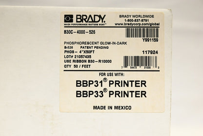 Brady B30C-4000-526 Phosphorescent Glow in Dark Label Tape