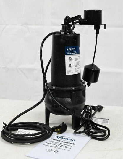 ProFlo PF93511 Cast Iron Sewage Pump, 1/2 Horsepower