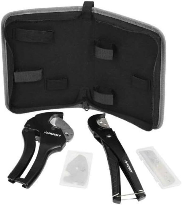 Husky 90279 4-Piece PVC Cutting Kit with Foldable Pouch & Replacement Blades