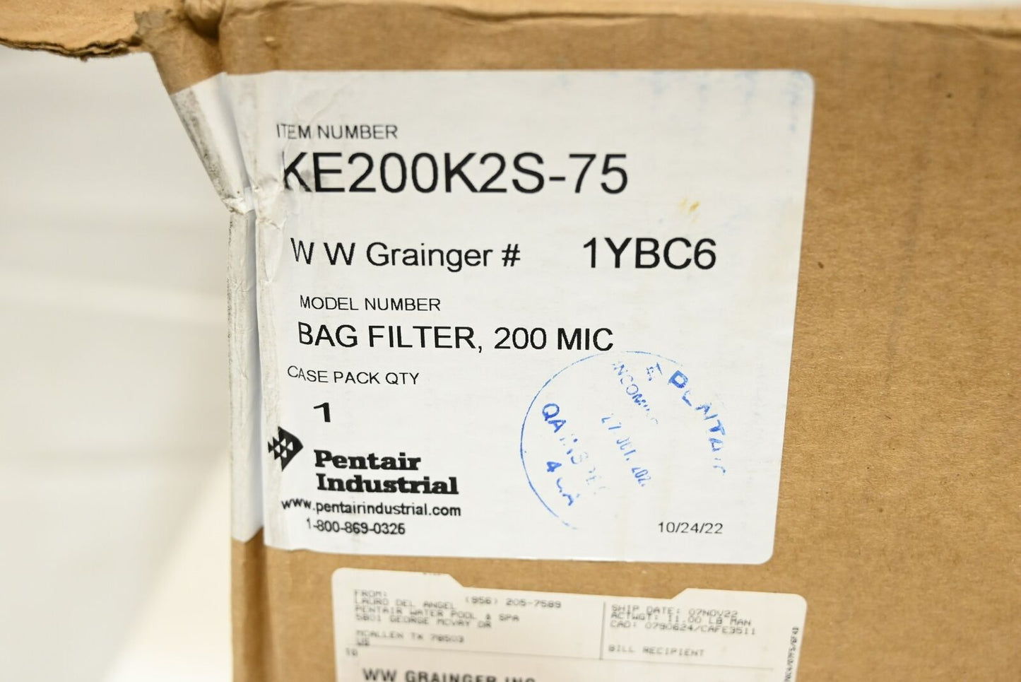 Pentair/Pentek KE200K2S-75 Filter Bag, 200 Micron, 32 Length, Size 2, PK 20