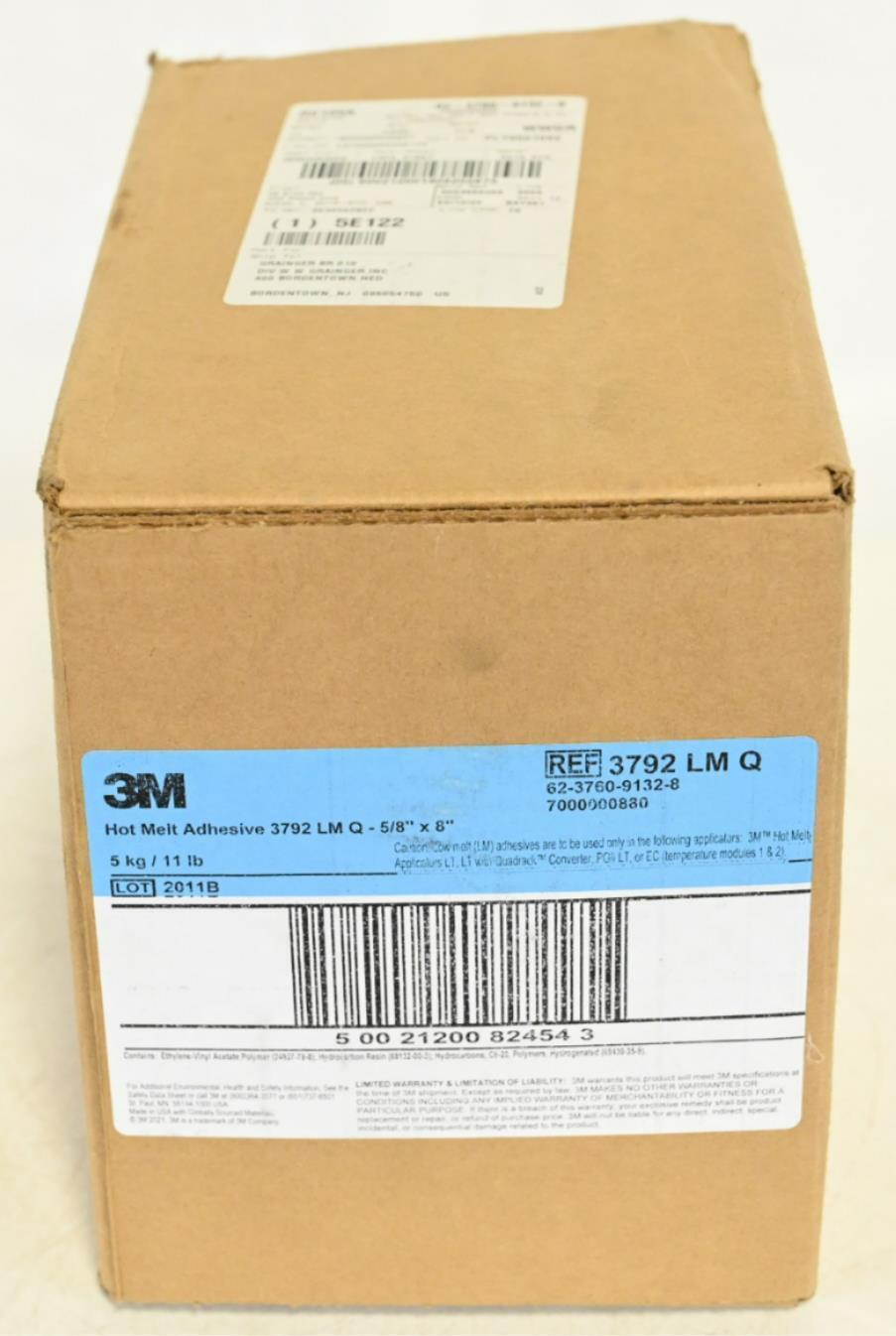 3M 3792LM Q, Hot Melt Adhesive, 5/8 in Dia, 8 in Lg, PK 154